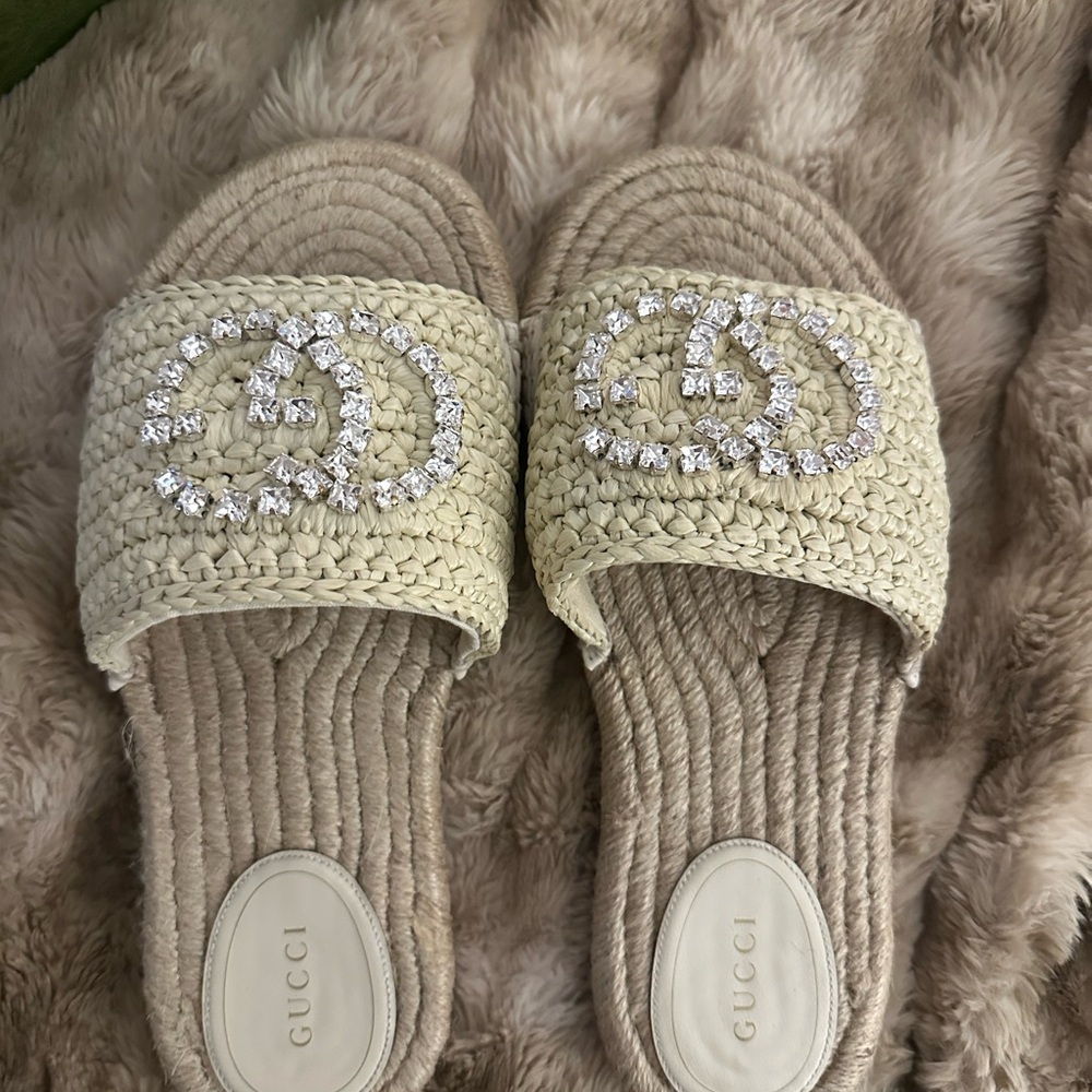 Gucci Women's Cream Espadrille Slides - Picture 5 of 6